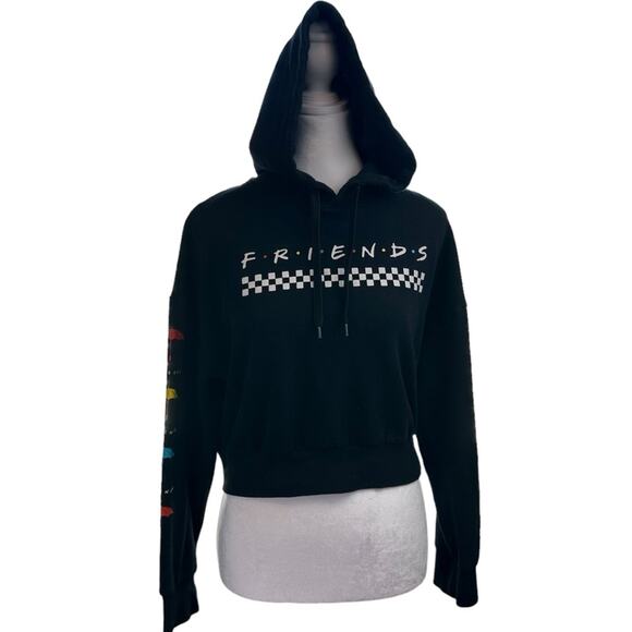 FRIENDS Series Cropped Hoodie Size Small 3/5 Black - Picture 1 of 7
